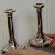 Pair of mid-century silver-plated metal candleholders