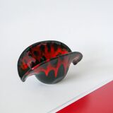 Vallauris style black and red ceramic pocket tray 1970
