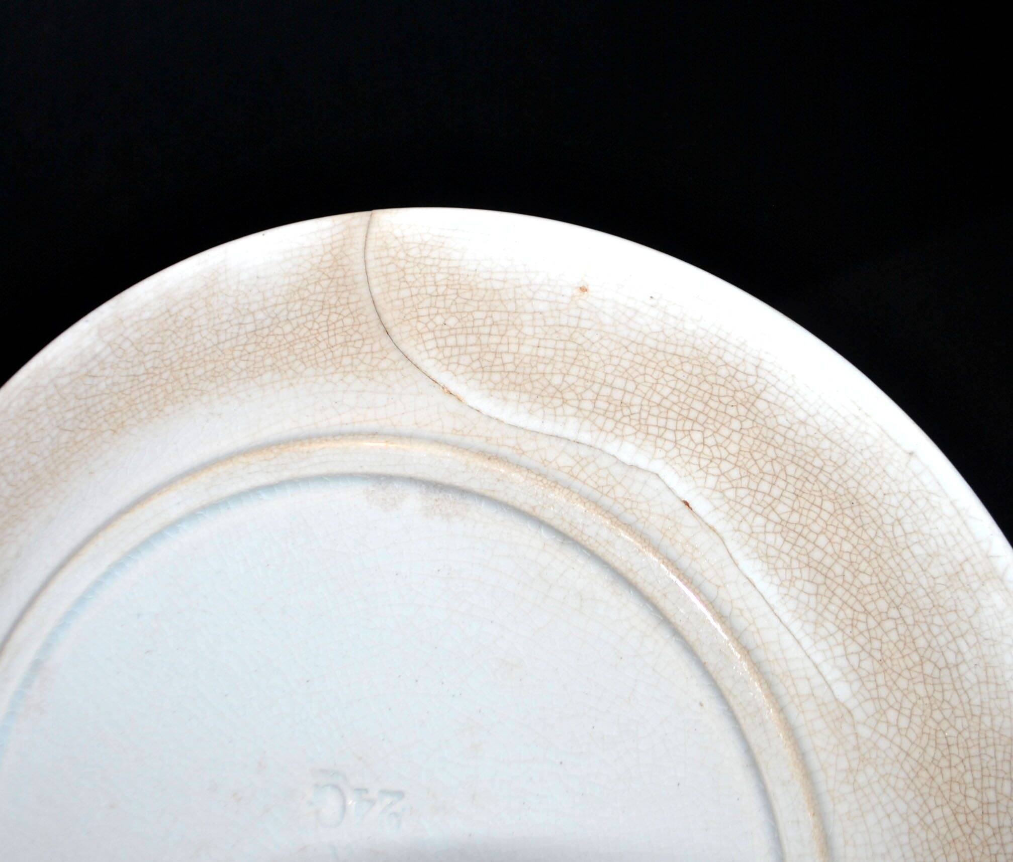 Sarreguemines dessert service 12 plates opaque earthenware bamboo polychrome Asian Chinese decor