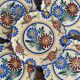 Henriot Quimper dessert plates, hand-painted earthenware.