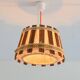 Vintage 1970s burlap and wood pendant light