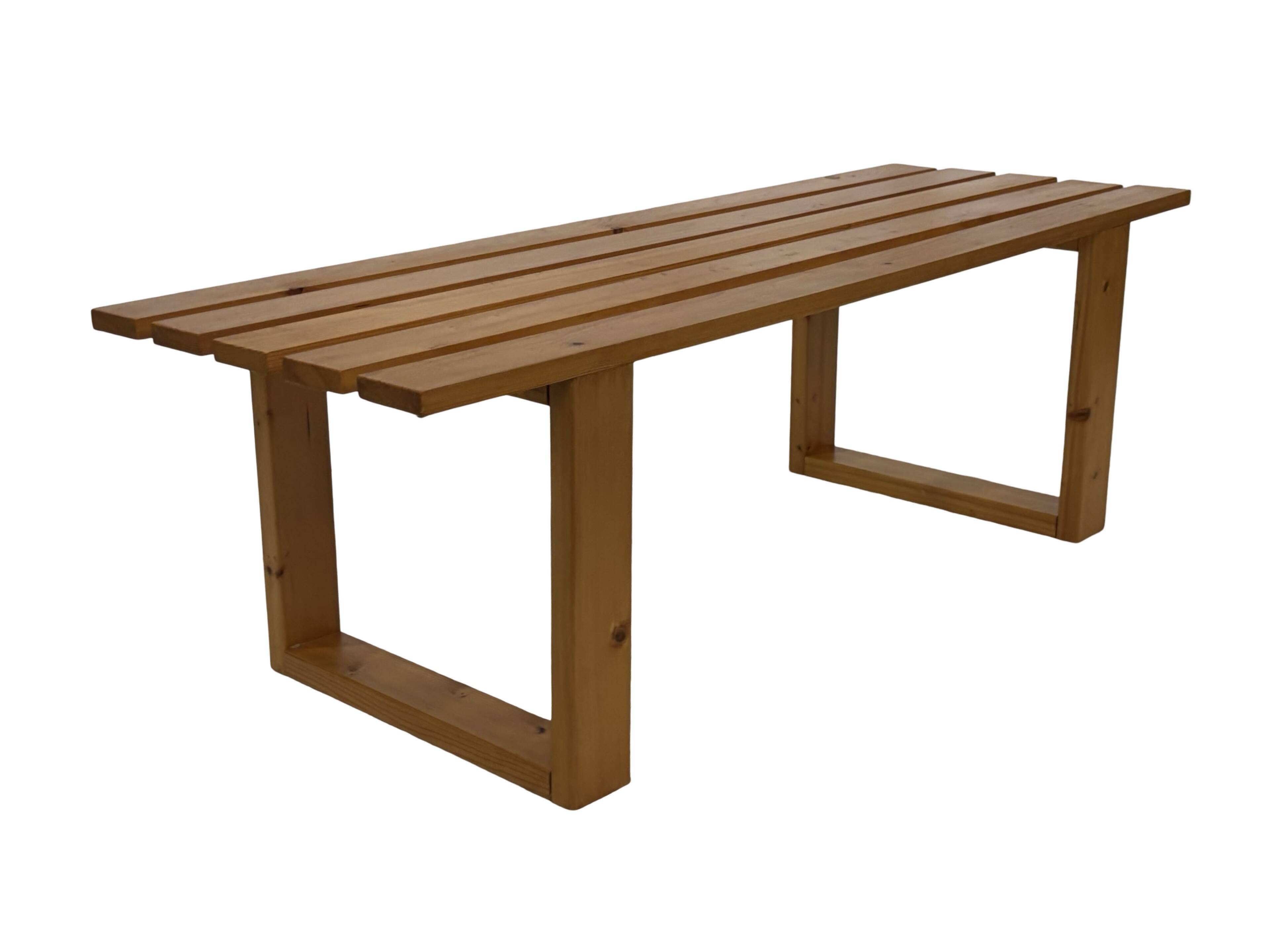 Vintage Scandinavian modern pinewood slatted bench from the 1960's