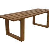 Vintage Scandinavian modern pinewood slatted bench from the 1960's