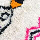 Moroccan Berber carpet Azilal ecru with colorful patterns 236x157cm