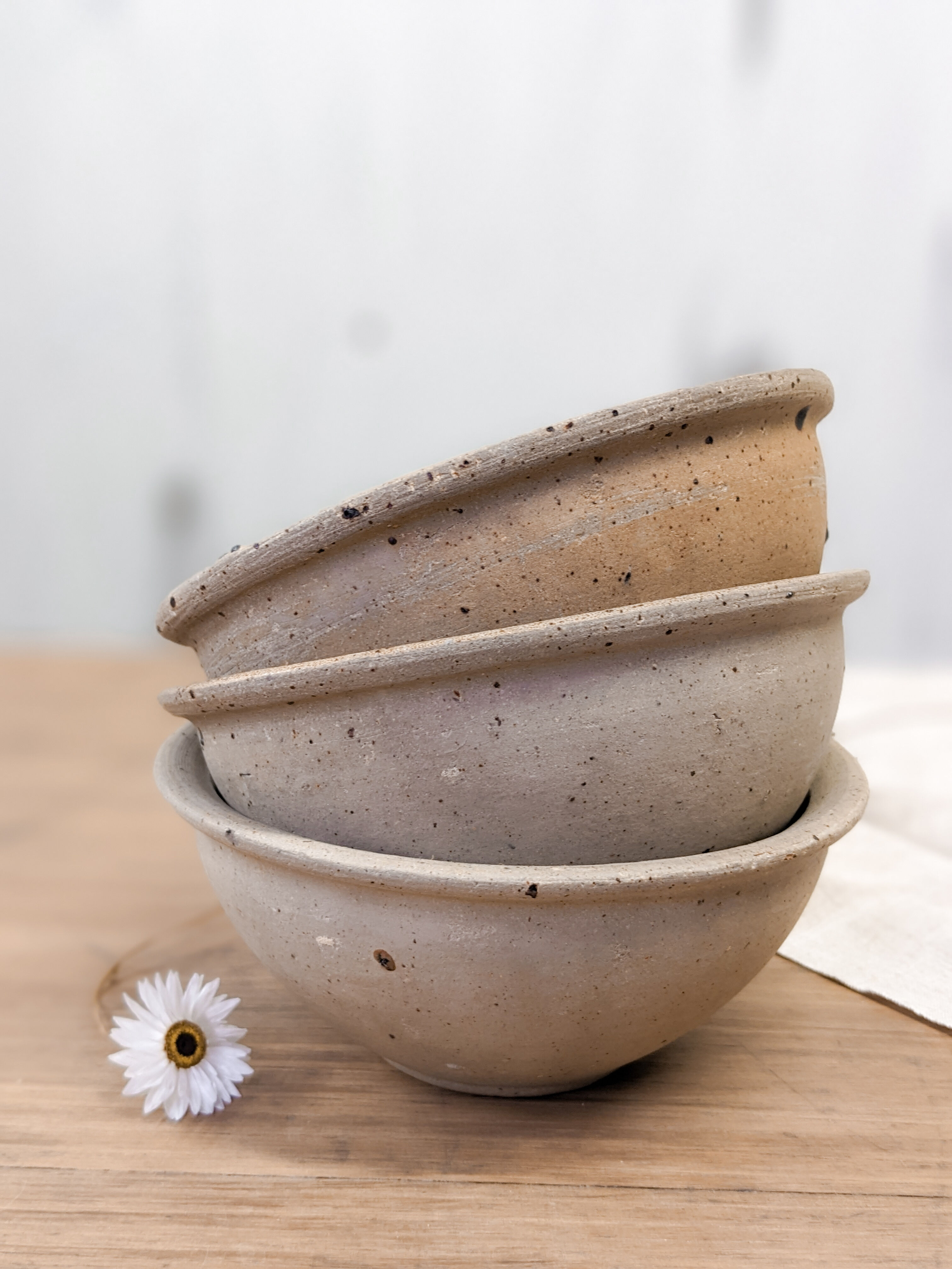 3 bowls made of natural sandstone