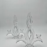 Pair of "Vegetal" candlesticks in solid crystal - Vannes-le-Châtel