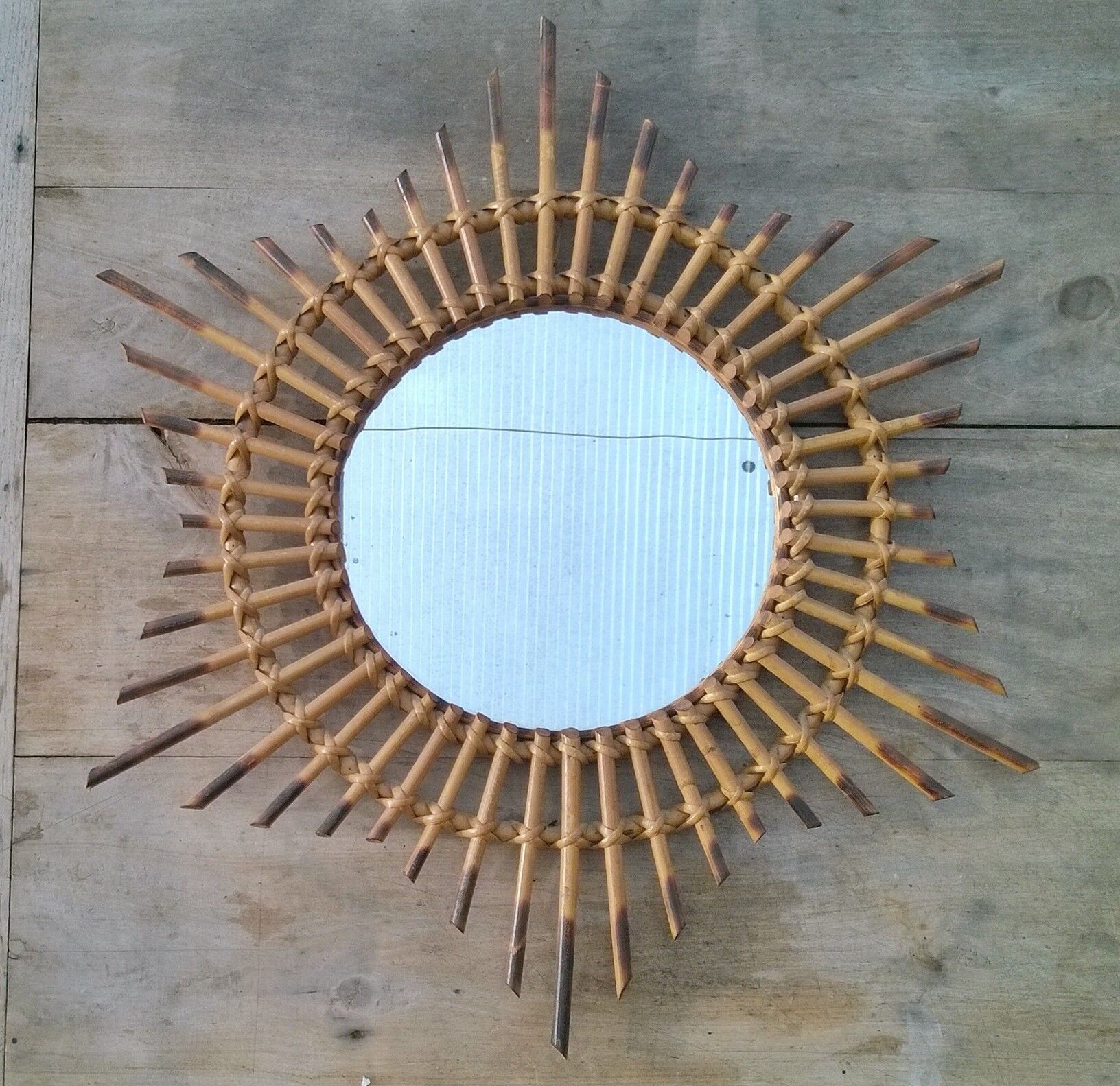 Miroir soleil rotin 66x66cm