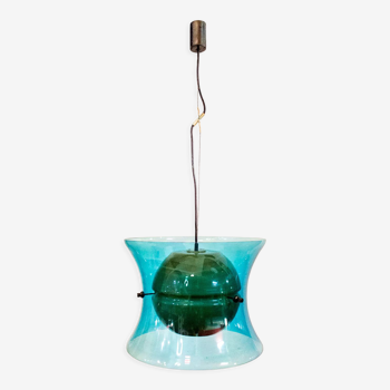 Lampe suspendue italienne en verre de Murano de Vistosi, années 1960