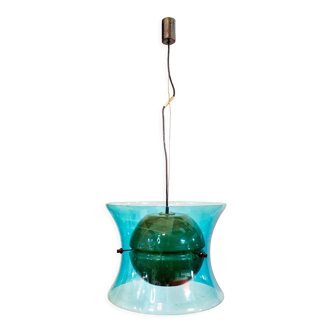 Lampe suspendue italienne en verre de Murano de Vistosi, années 1960