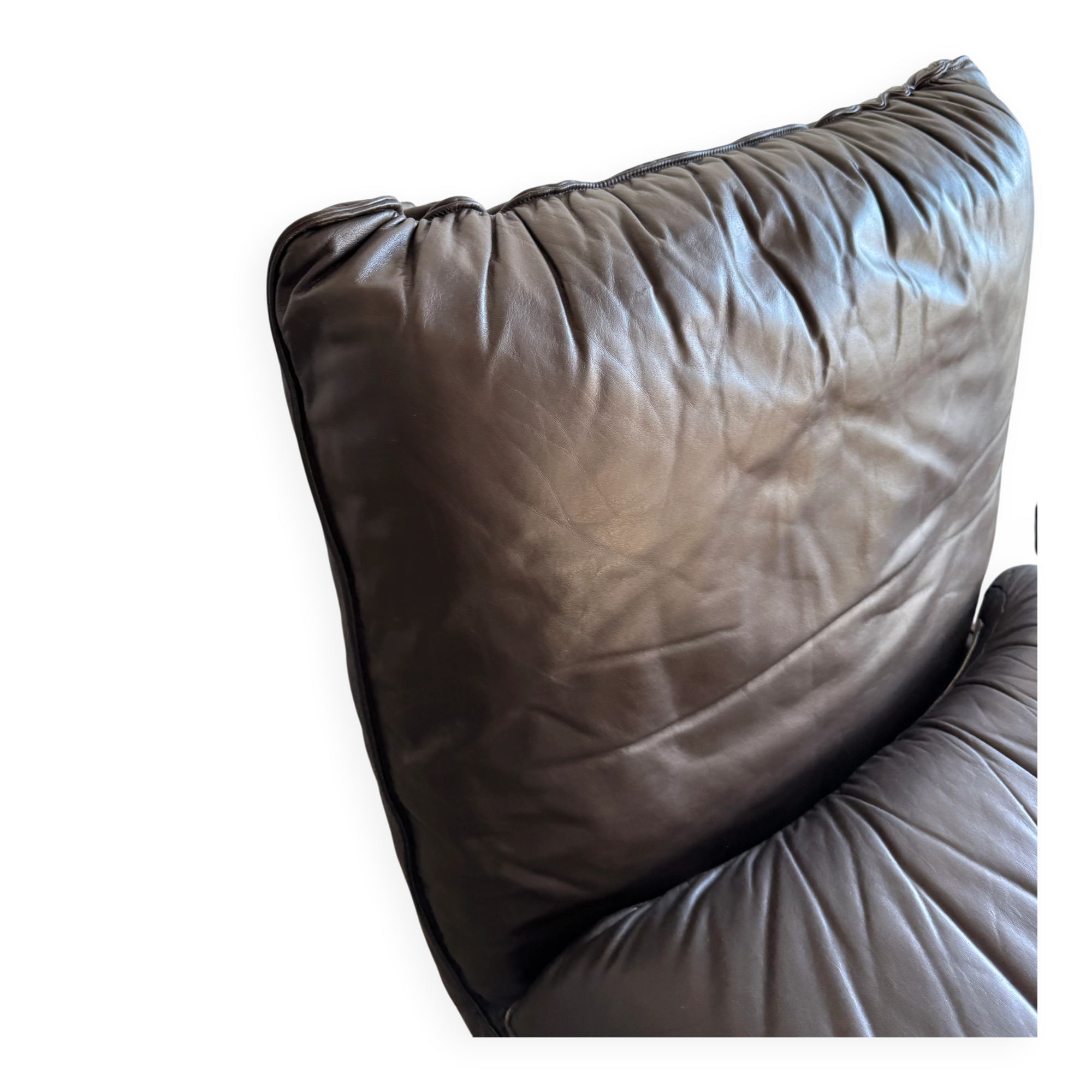 Michel Cadestin 1970s Dark Brown Leather 4-Piece Modular Sofa for Airborne