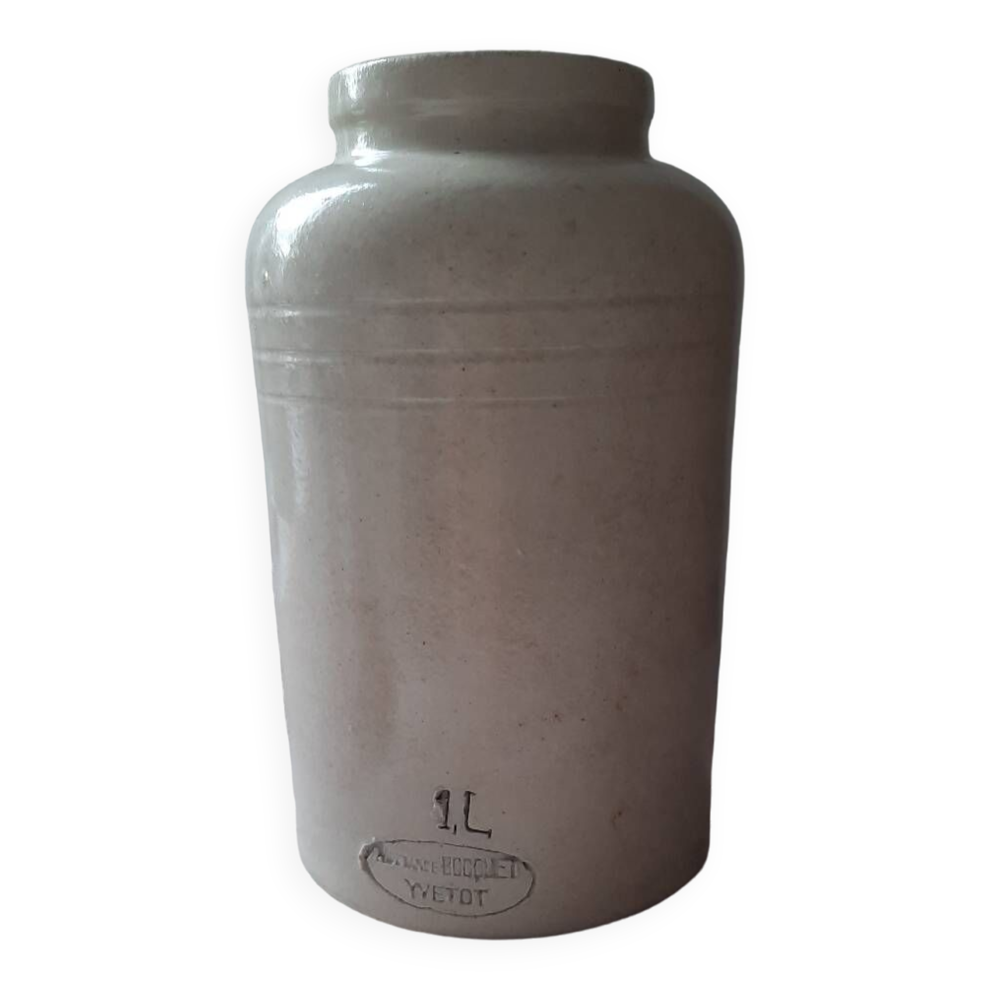 Old mustard pot Yvetot varnished stoneware