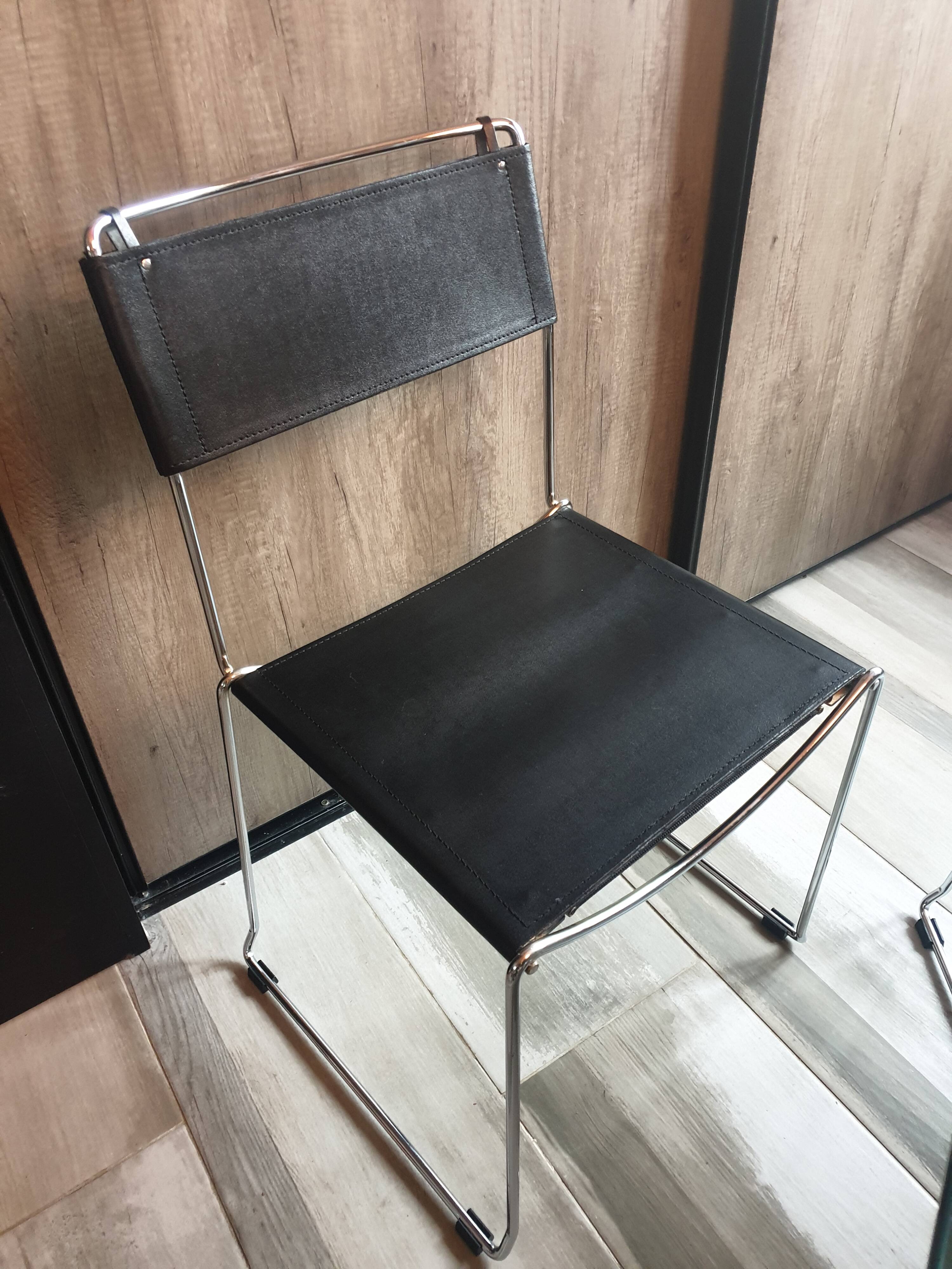 Set of 4 Giandomenico Belotti leather chairs Italian 1980