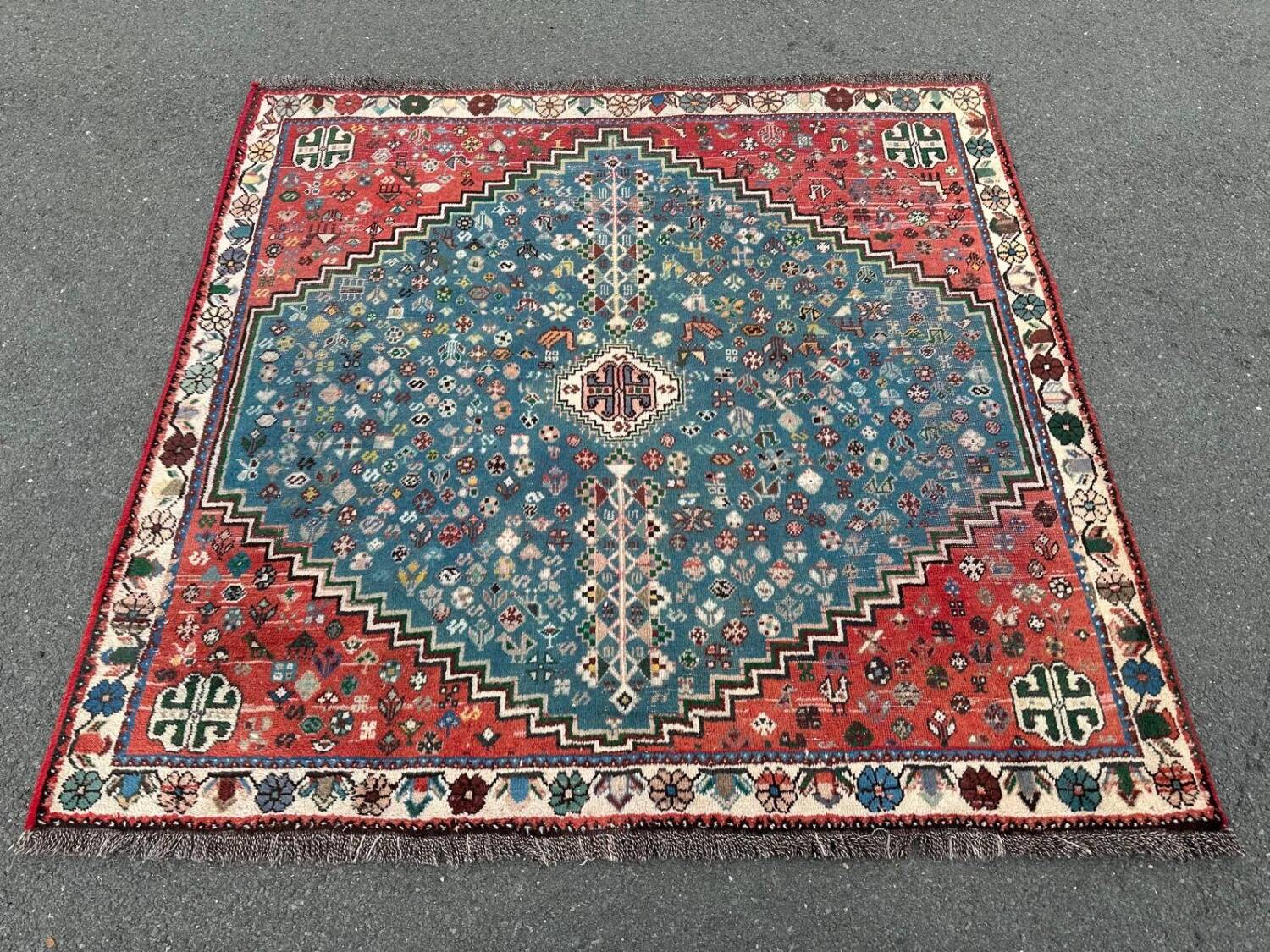 Handmade square Persian rug