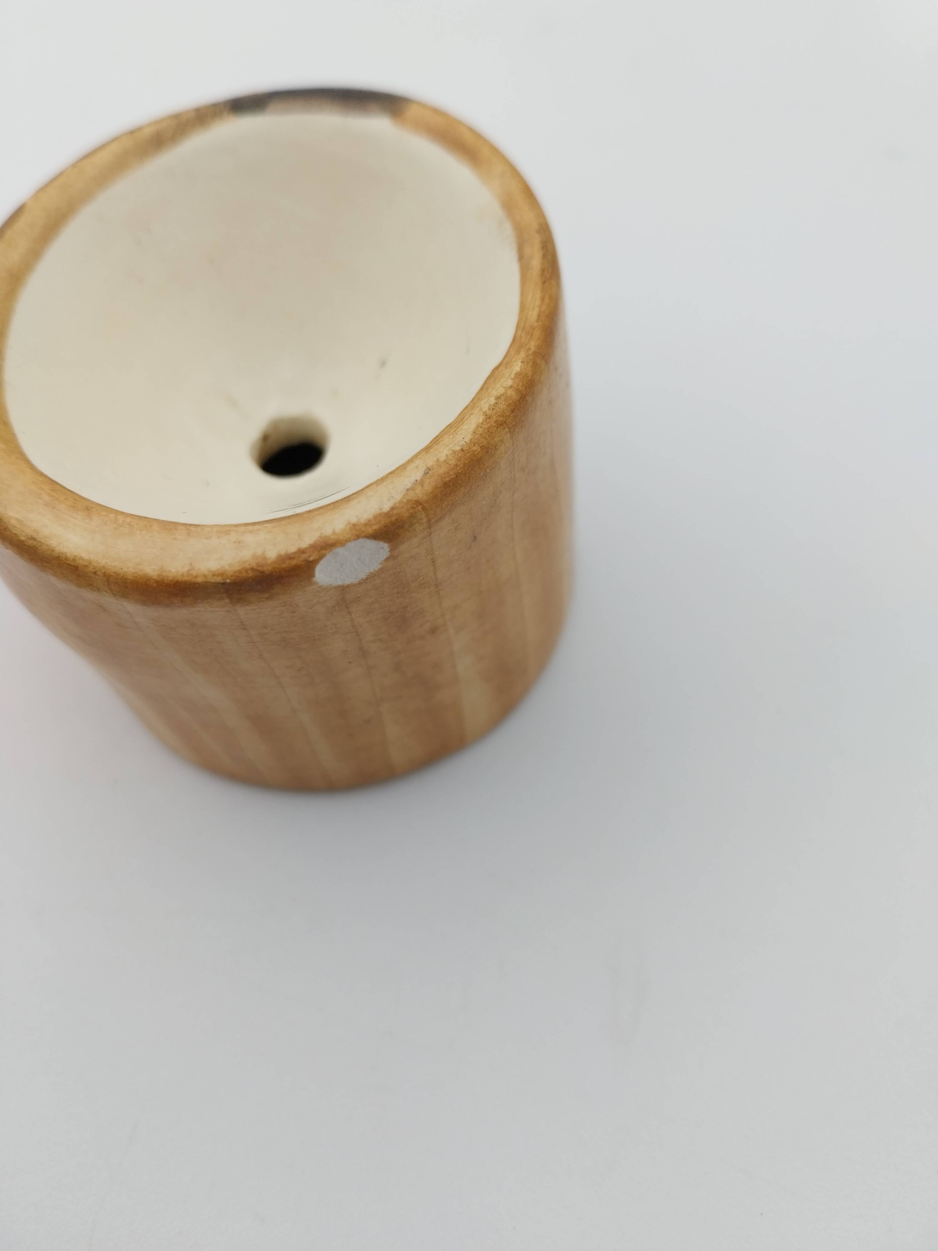 6 Grandjean Jourdan faux wood ceramic egg cups with support