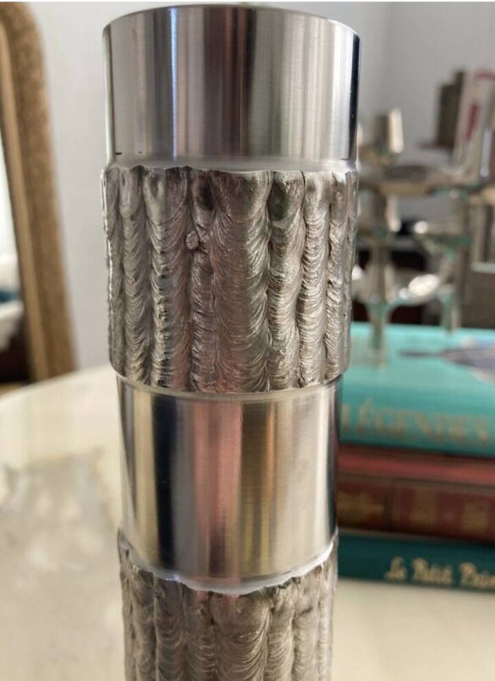 Brutalist stainless steel vase 1970 design