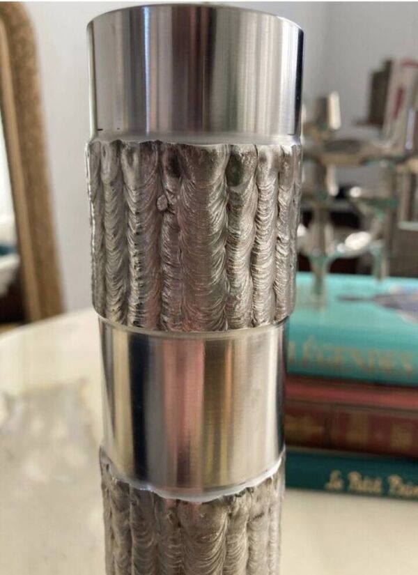 Vase brutaliste inox 1970 design