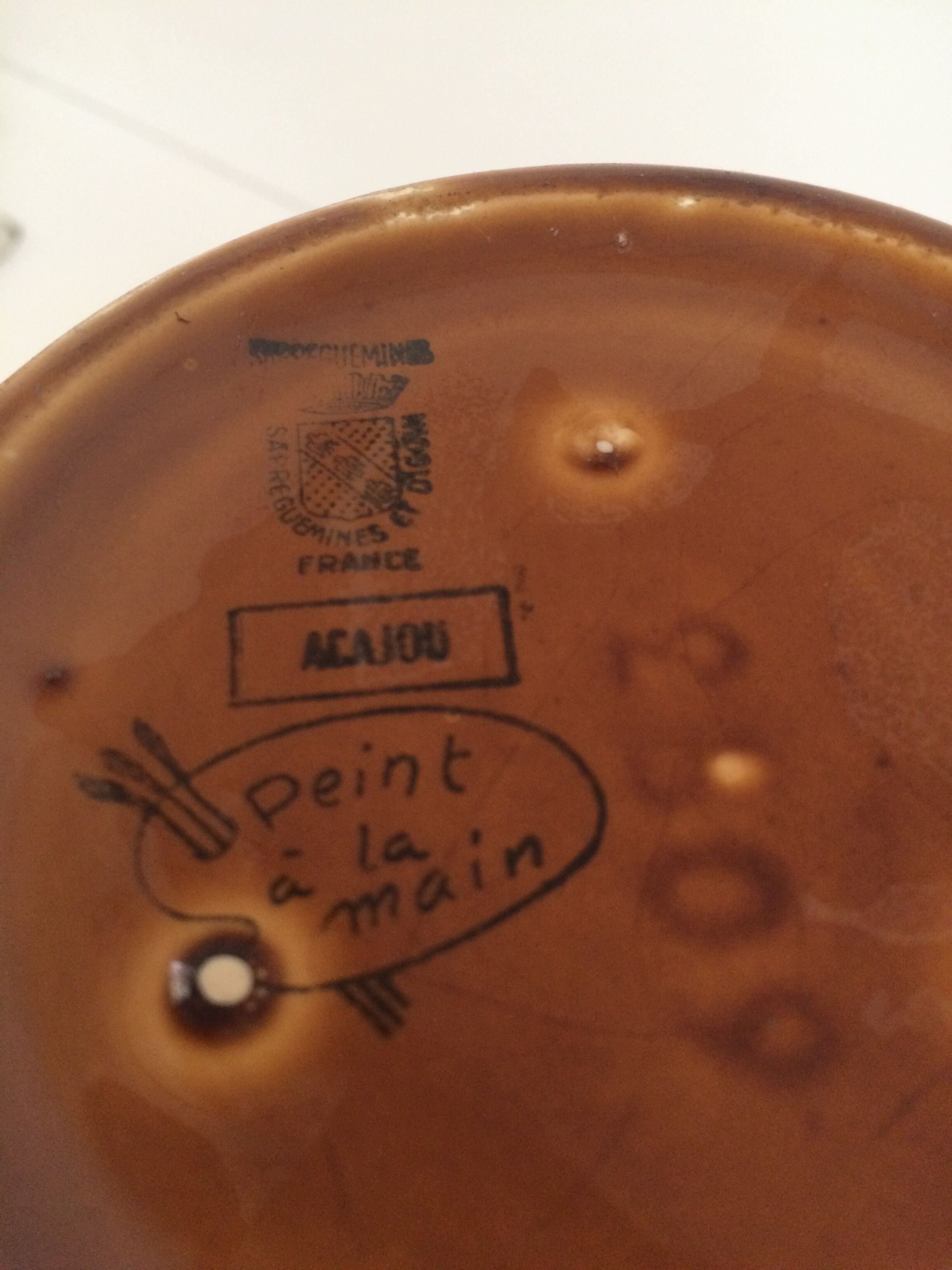 Vintage vase Sarreguemines mahogany model