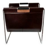 Leather and chrome magazine rack Brabantia