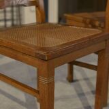 Set of 6 Art Deco oak cane chairs from the 1930s