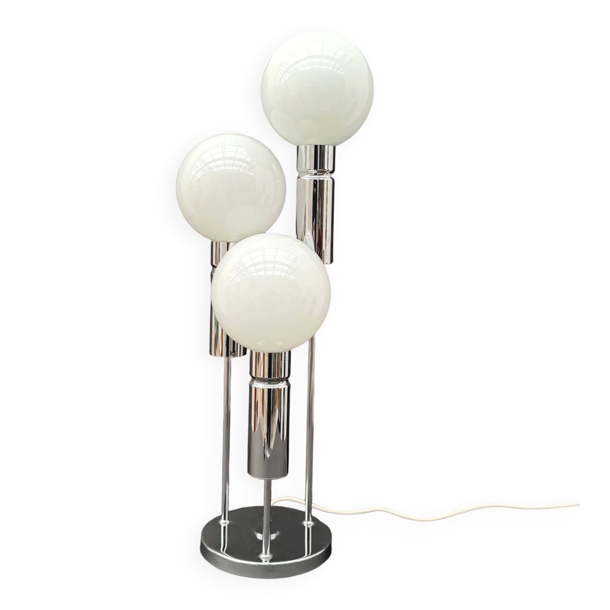 Opaline and chrome lamp, Italy 1970
