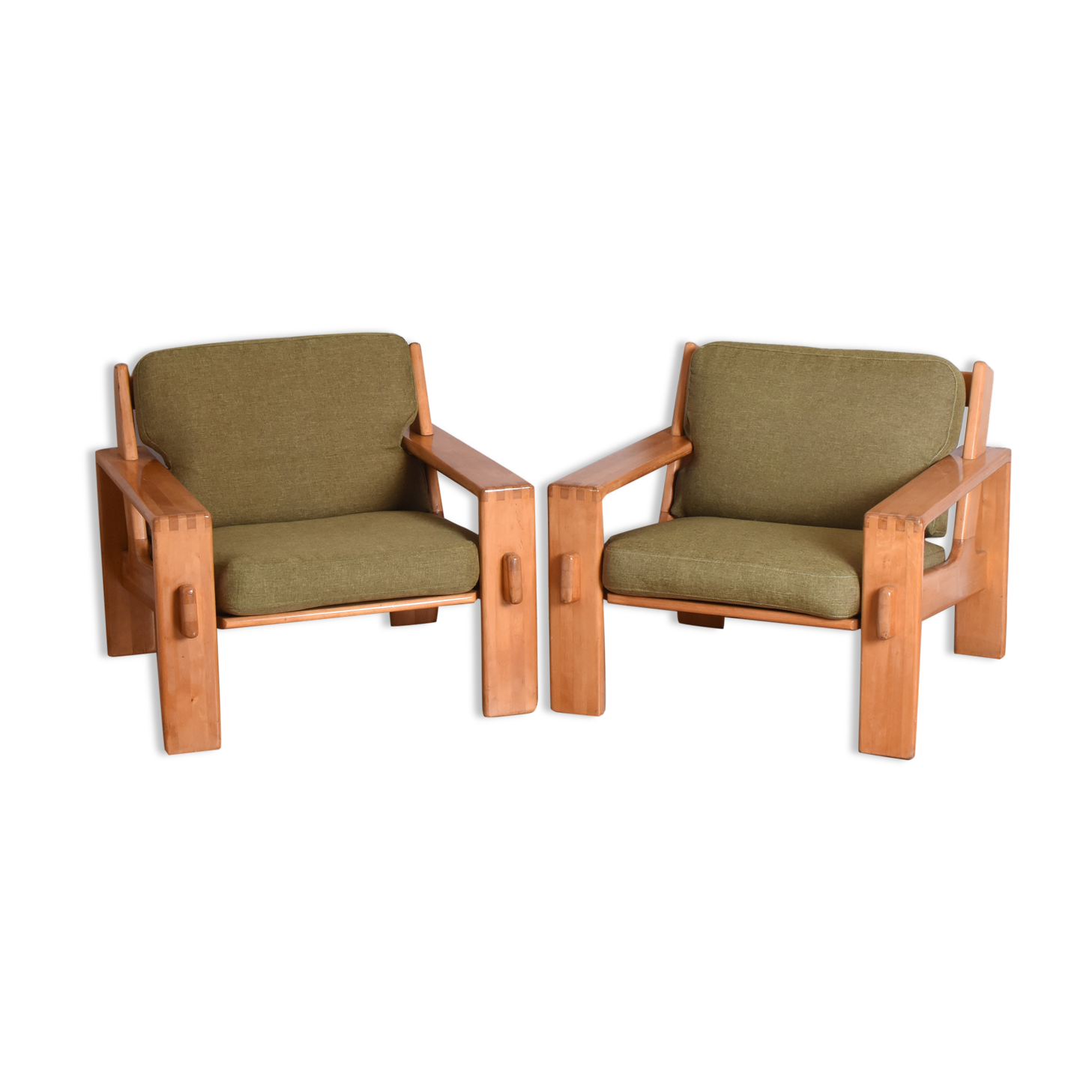 Pair of Bonanza Armchairs by E. Pajamies for Asko, Finland, 1960s