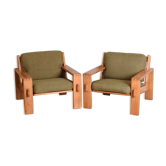 Pair of Bonanza Armchairs by E. Pajamies for Asko, Finland, 1960s