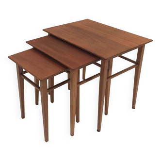 Series of 3 teak nesting tables