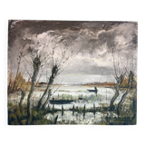 Oil painting on sorel by André Charles Naulau