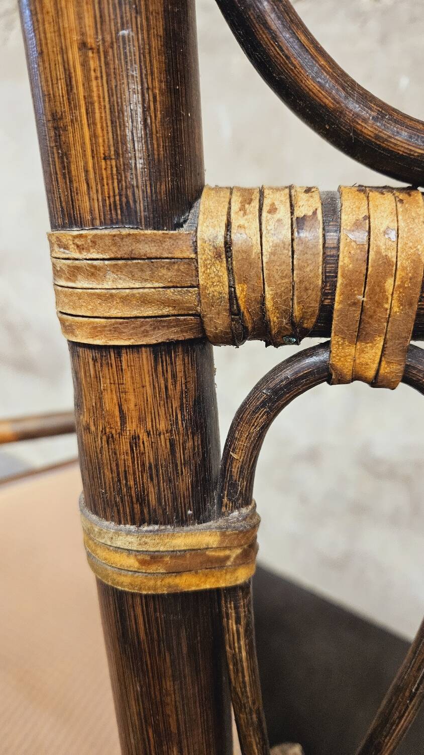 Set of 4 bamboo armchairs from the 80s