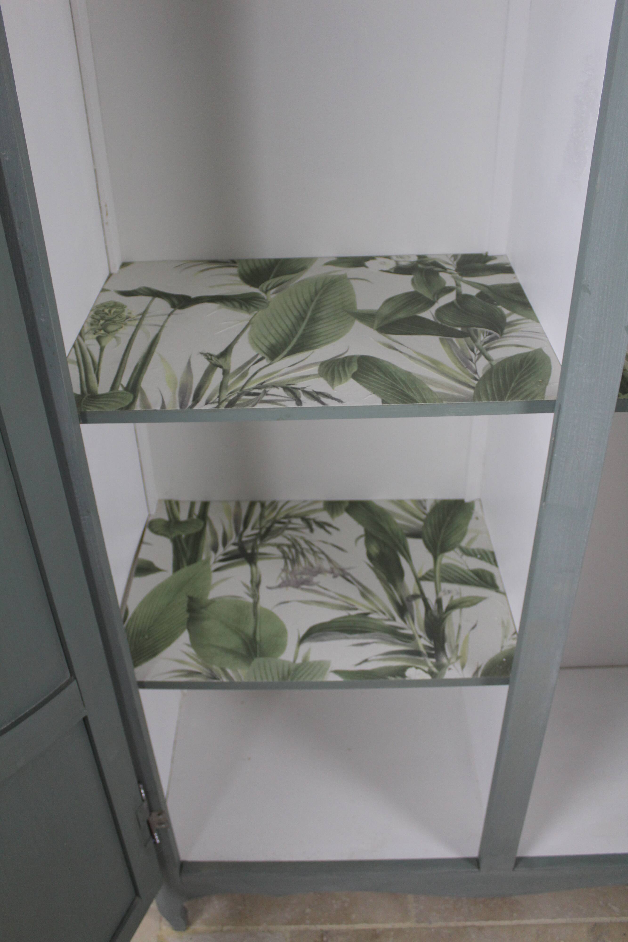 Renovated Parisian wardrobe – sage green with white patina