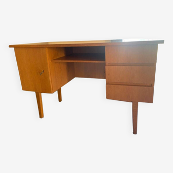 Bureau scandinave vintage en teck blond miel