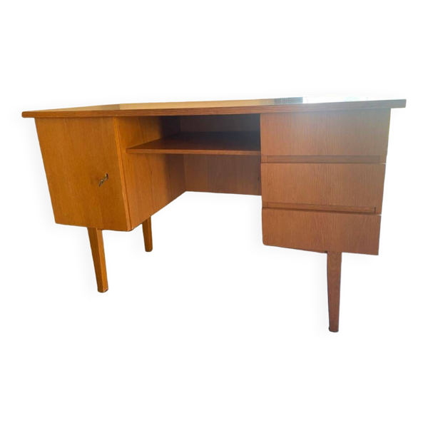 Bureau scandinave vintage en teck blond miel — Beyit