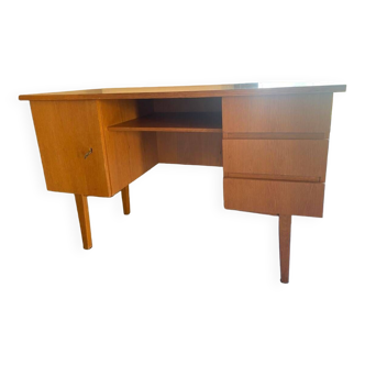 Vintage Scandinavian desk in honey blond teak