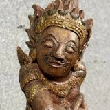 India, mid-19th century: Very large carved wooden statue of a God