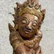 India, mid-19th century: Very large carved wooden statue of a God