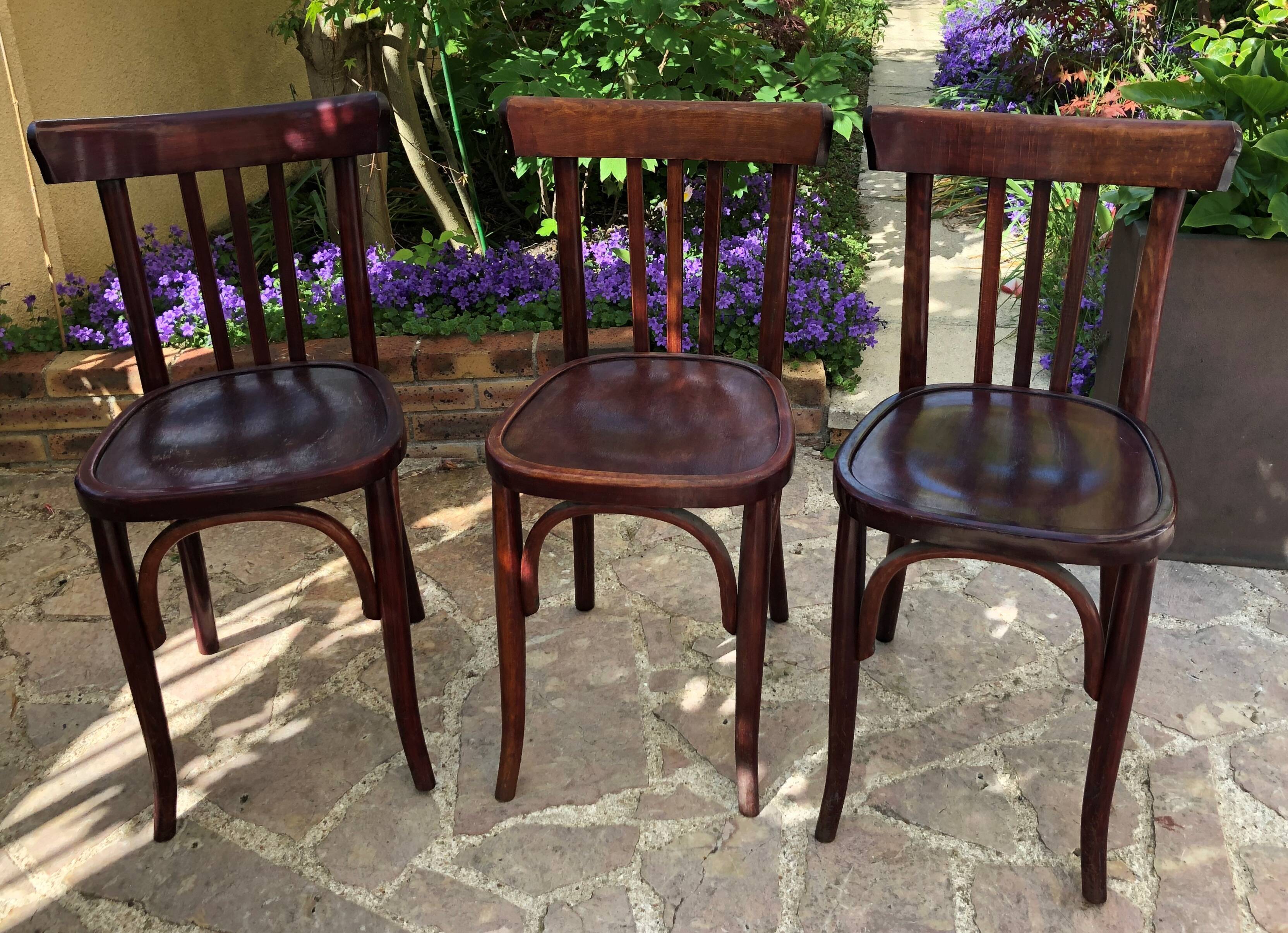 Set of three bistro chairs