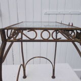 Table d'appoint fer forgé et verre