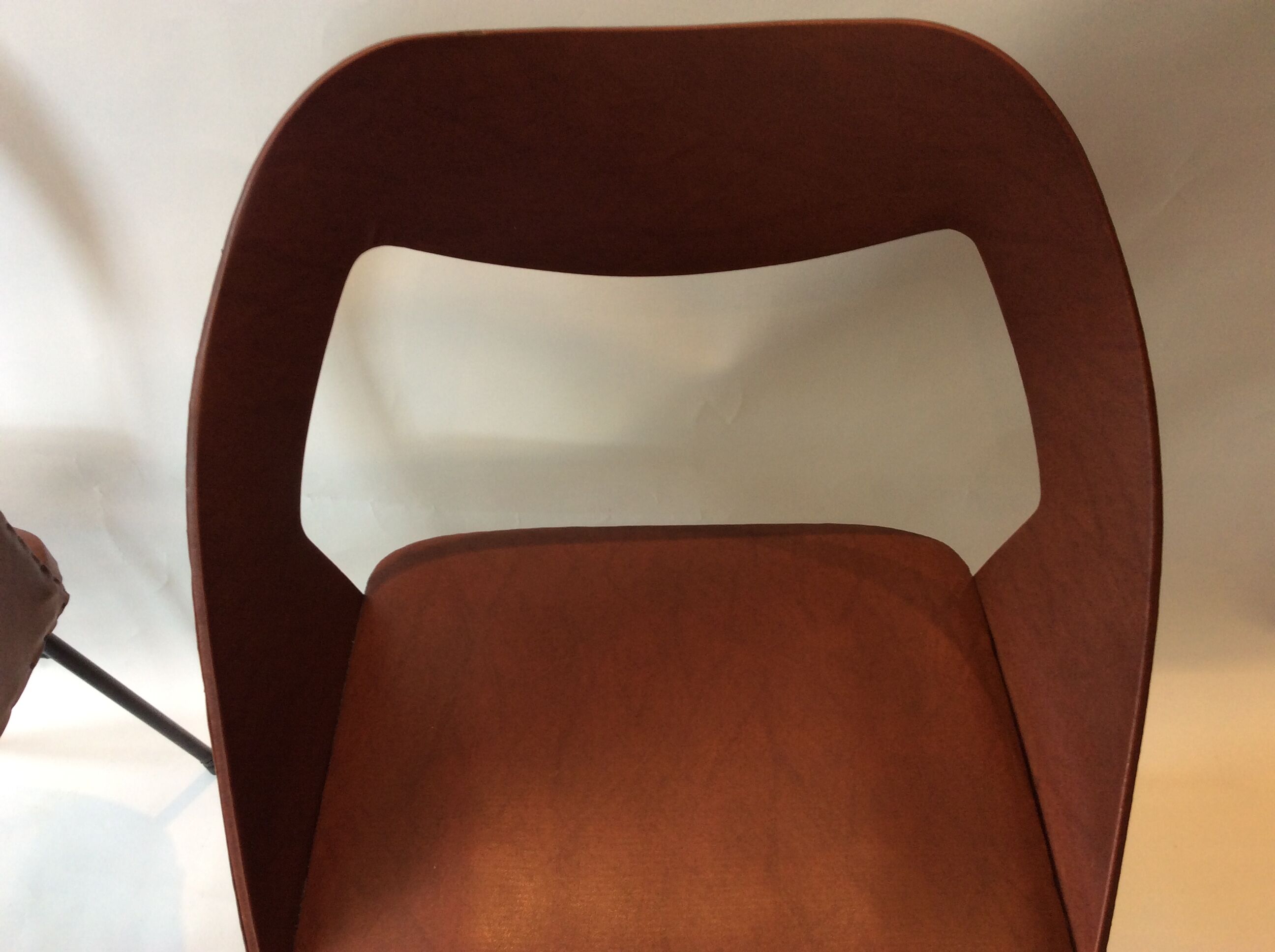 Duo of vintage barrel chairs