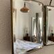 Miroir vintage 1930 triptyque de barbier lézard brun Art Déco - 26 x 61 cm