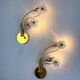 Pair of hibiscus floral sconces, Murano glass, Italy, circa 1970s
