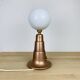 Lampe art déco conique cuivre et globe opaline
