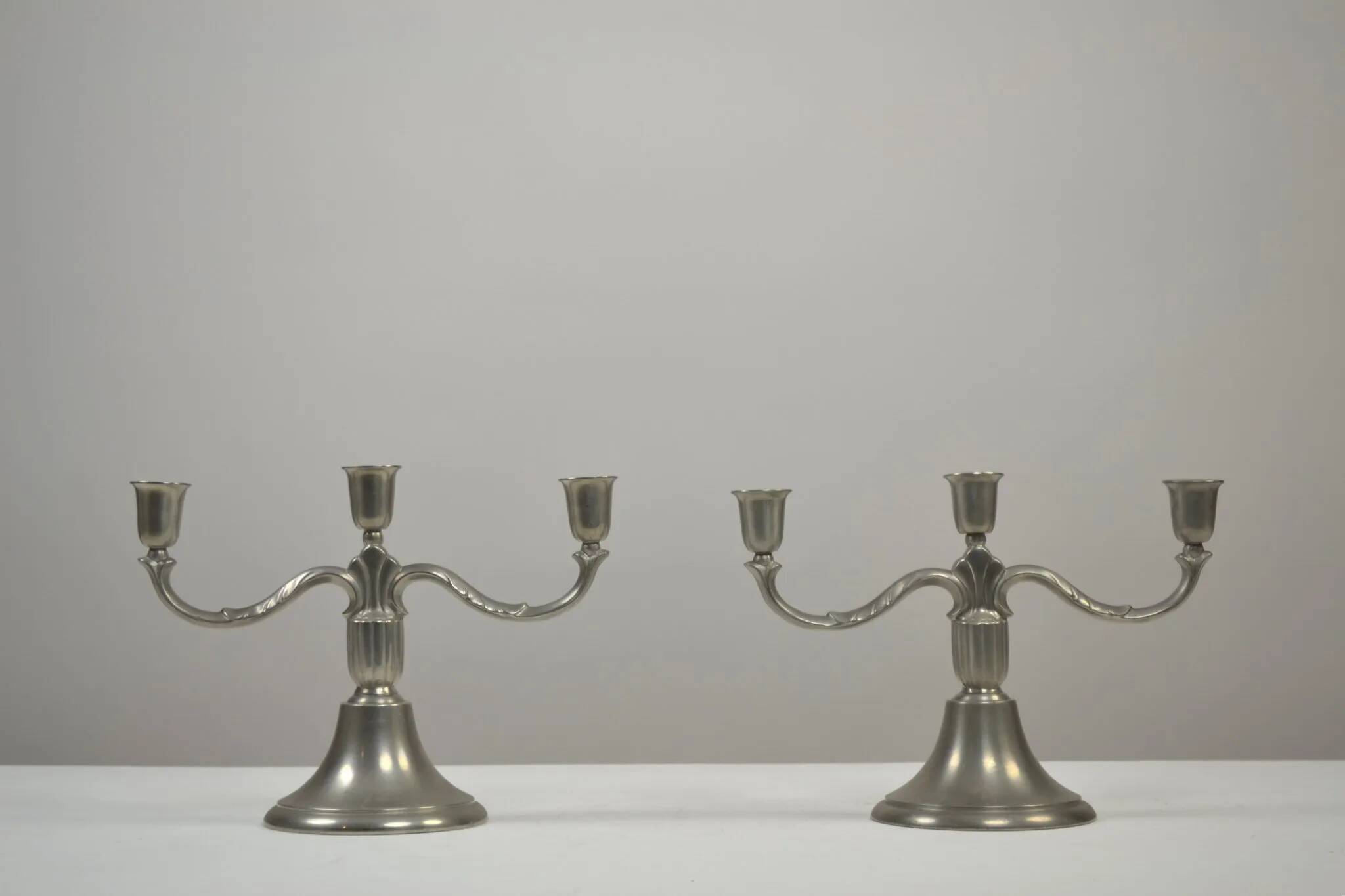 Rare pair of Pewter Candle Holders, Model 224 by GAB Tenn, Sweden, 1932