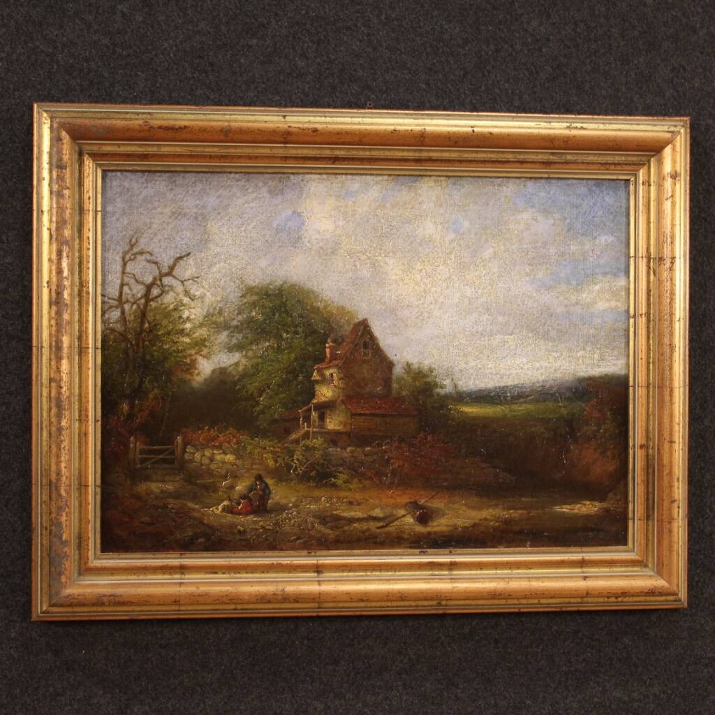 Peinture américaine paysage de campagne signée et datée 1854