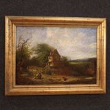 Peinture américaine paysage de campagne signée et datée 1854