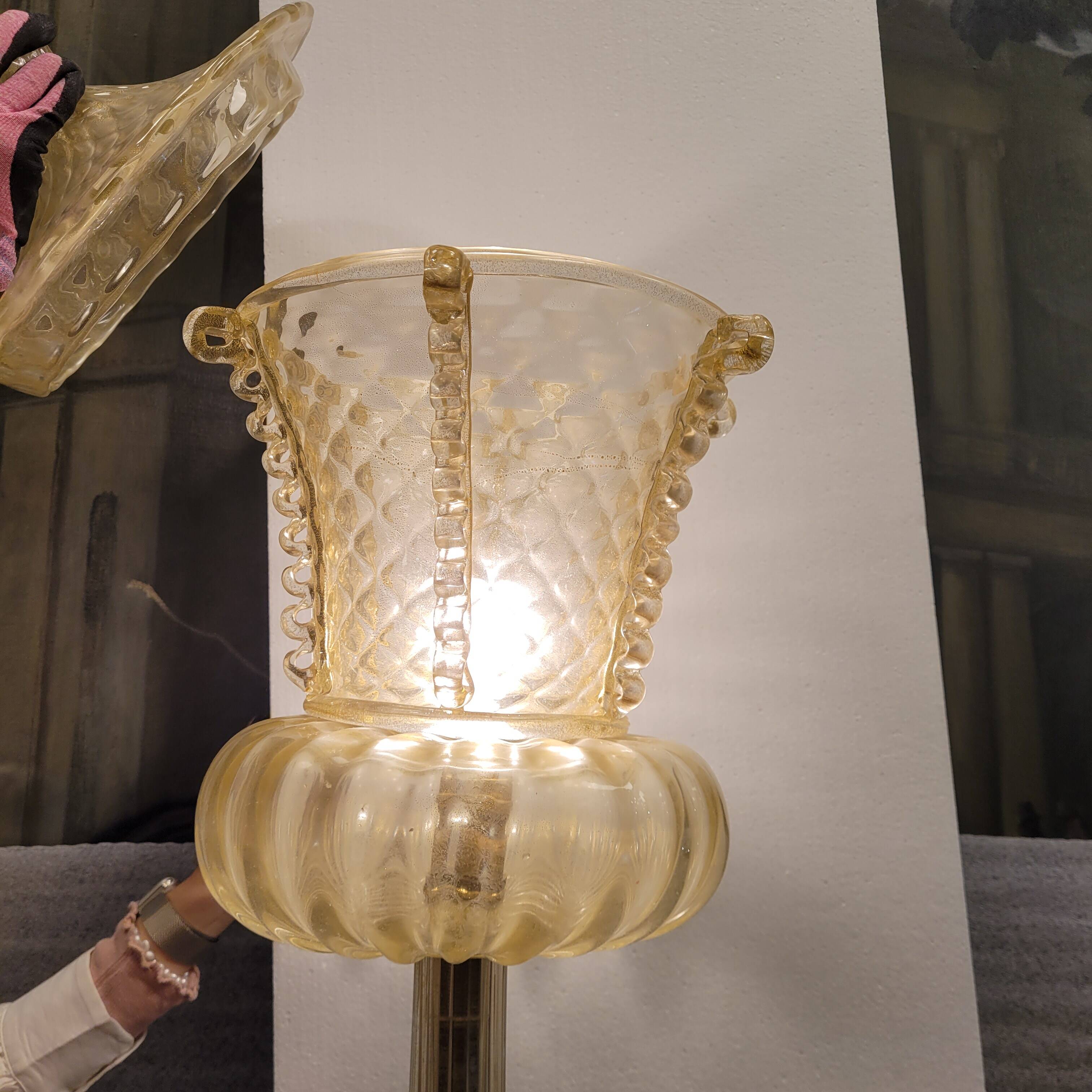 Magpie lamp, Murano crystal and gold powder, Barovier & Toso, 50's