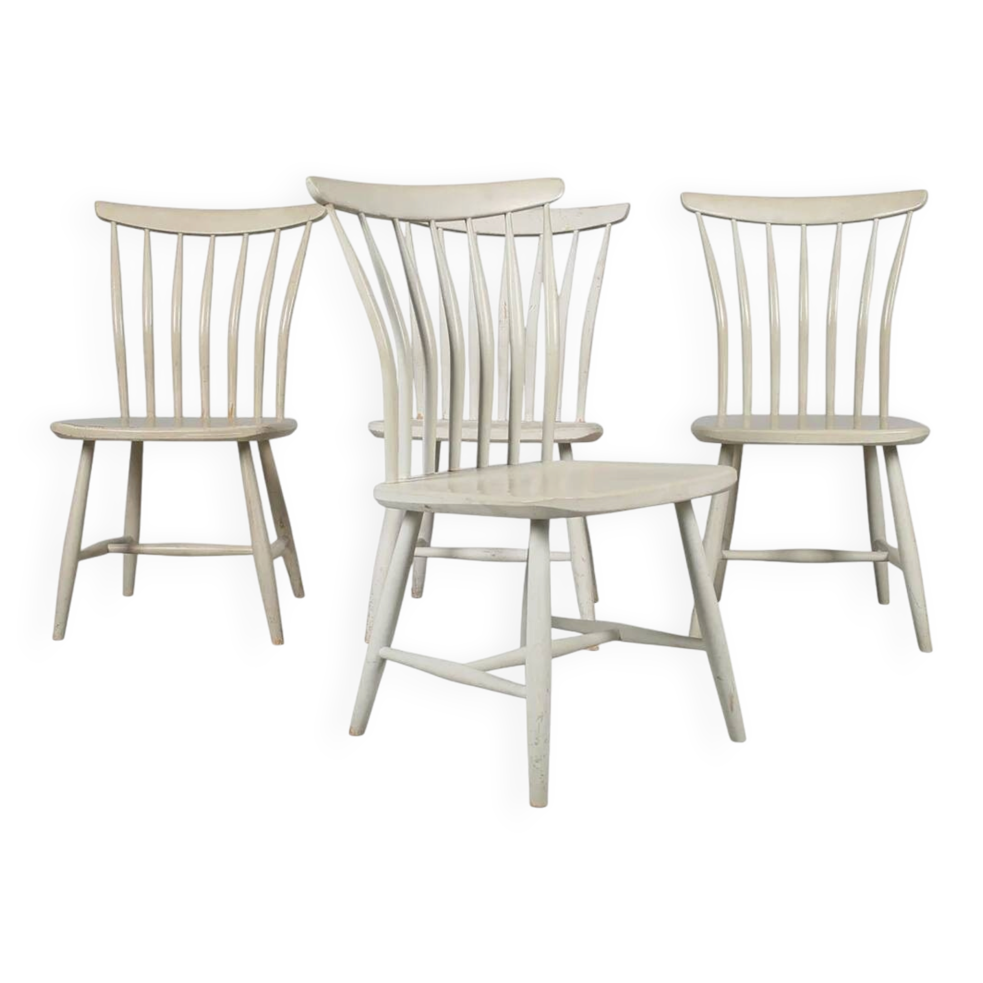 Set of 4 vintage Scandinavian Akerblom chairs in birch, Sweden, 1955.