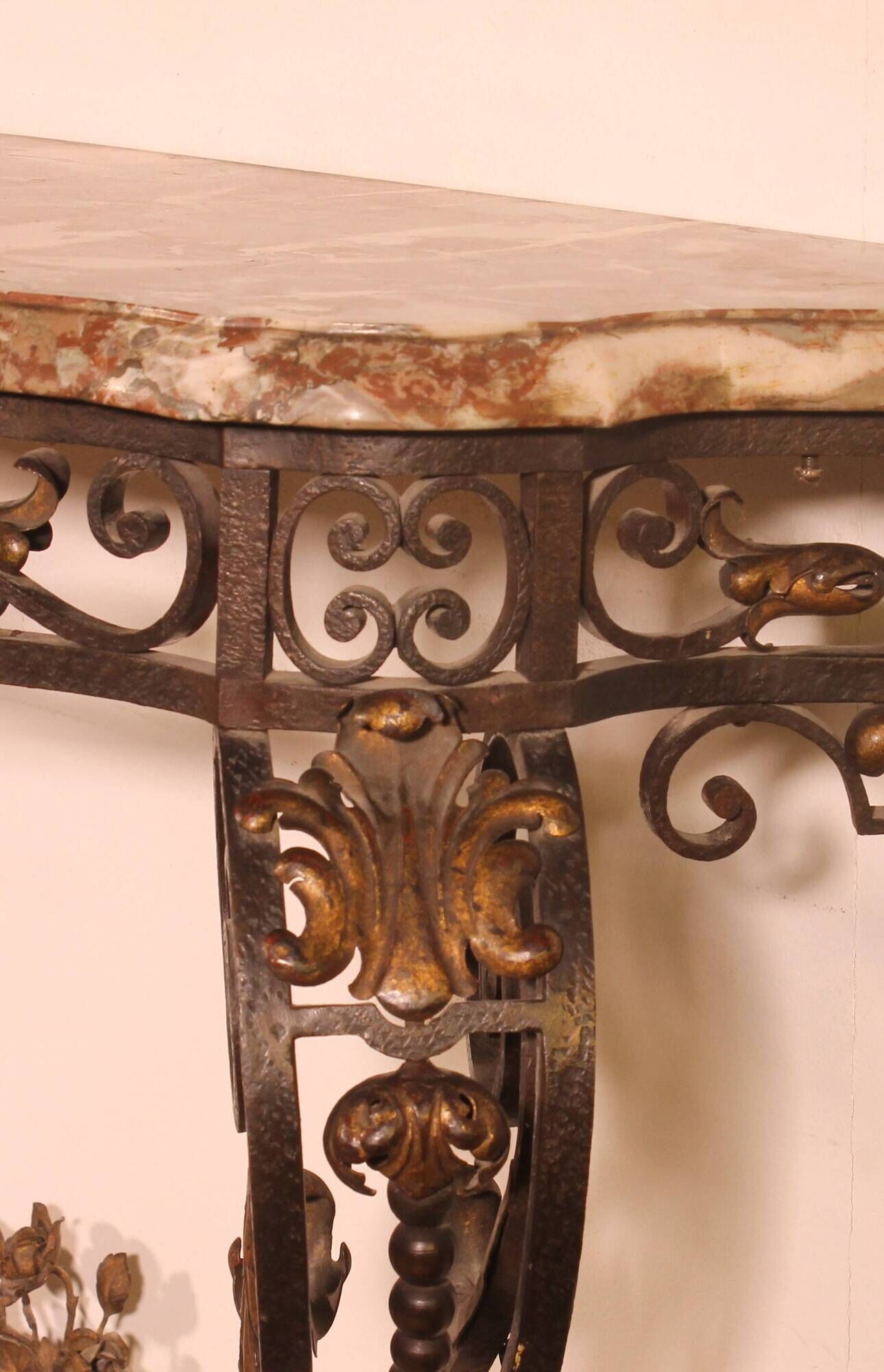 console in wrought iron in Louis XV style - 19th century