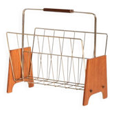 Porte-revues scandinave en teck et métal, années 1960
