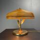 Pencil reed rattan bamboo and brass flower table desk lamp, Italy, 1980s