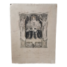 Golden religious engraving, since 1900, Vintage baptism certificate